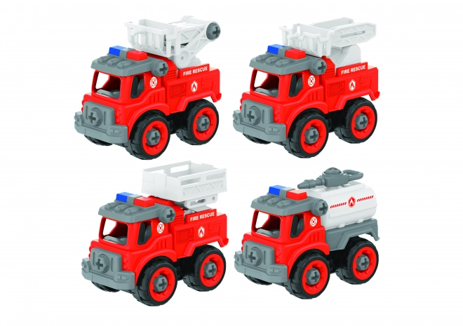 Auto skruetrækker brandbiler 4 stk 13 cm