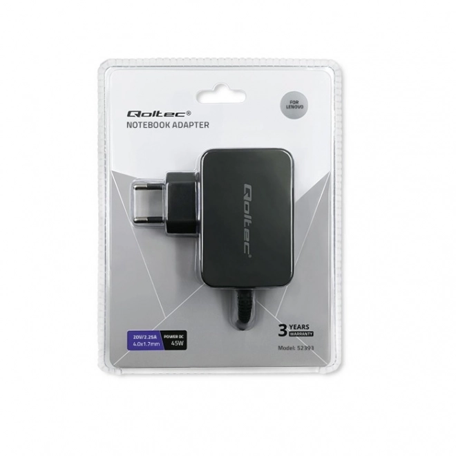 Qoltec oplader til Lenovo bærbare 45W