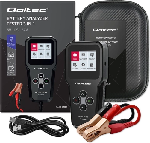 Digital batteritester 3-i-1 med LCD til 6 V, 12 V og 24 V, 30–200 Ah