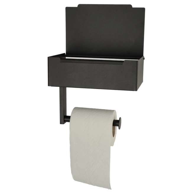 Toiletrulleholder med hylde og opbevaringsplads sort