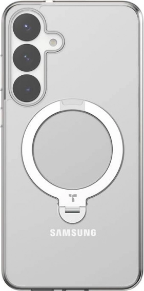 Torras Ostand Spin Series telefoncover til Samsung S25 gennemsigtigt