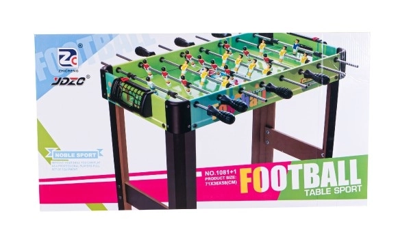 Fodbold/Spil 71x36cm træ, metalstænger med tæller i kasse 67x7x36 cm