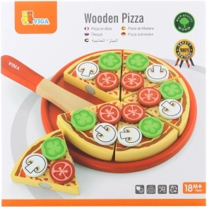 Træpizza til udskæring for børn 18 m+