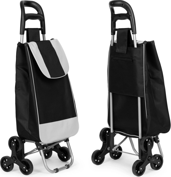 Indkøbsvogn ModernHome, sort, 25l taske, 6 hjul, metalramme