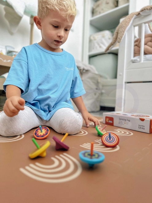 Farverigt træspinning top VIGA