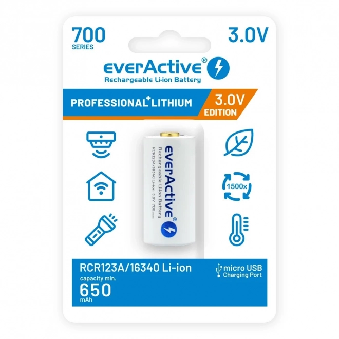 Genopladeligt batteri EverActive 16340 700 mAh med micro USB