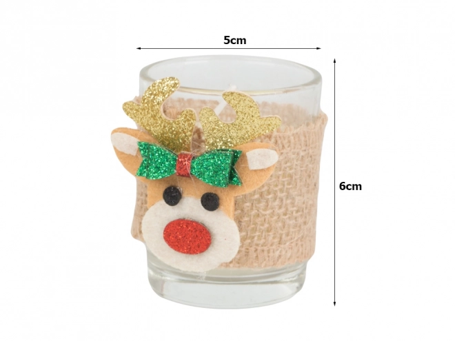 Duftlys i glas med rensdyrmotiv, sæt med 2 stk.