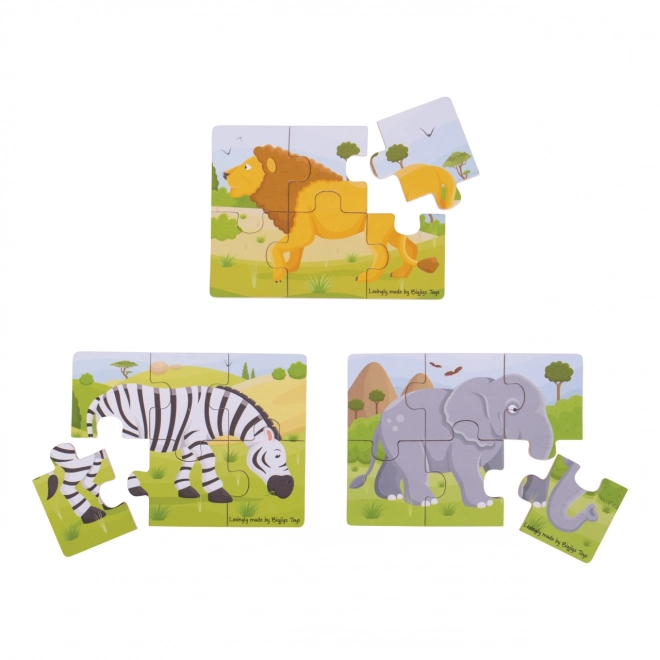 Bigjigs Toys Puslespil 3i1 safari dyr