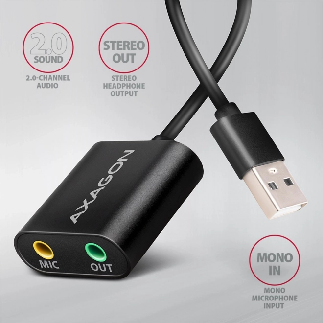 Ekstern lydkort USB 2.0 48kHz/16-bit stereo Axagon