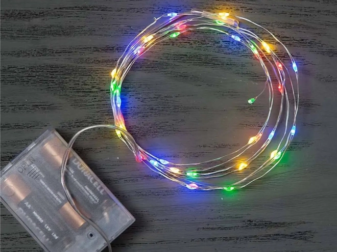 Flerfarvede jule LED-lys med batterier 10m