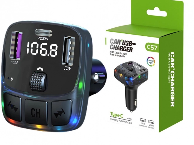 Multifunktionel bil FM-transmitter med hurtig opladning