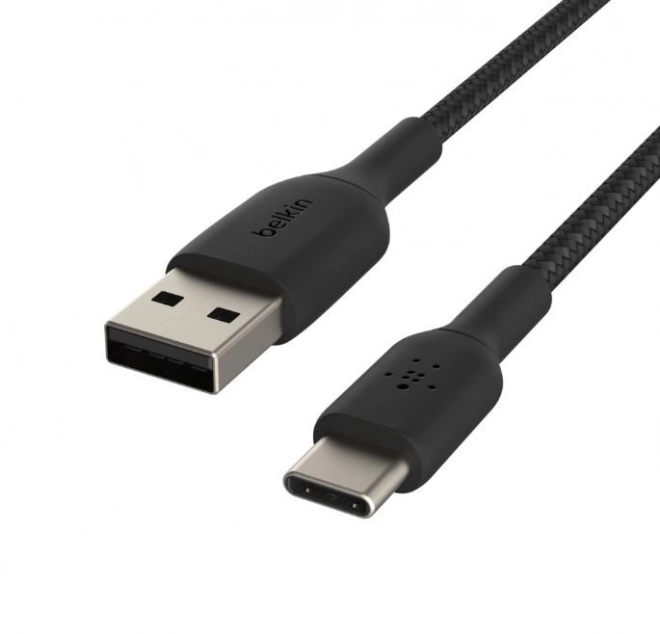 Flettet kabel USB-C til USB-A 2m sort