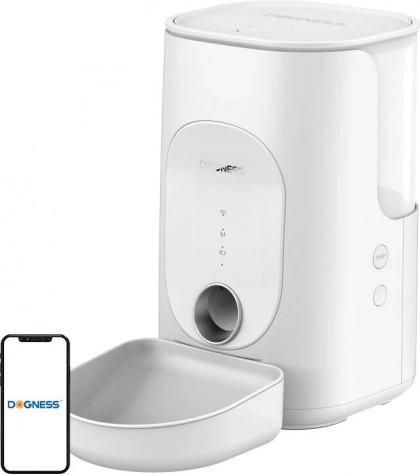 Dogness F16 smart foderautomat 4 l med plastskål, hvid
