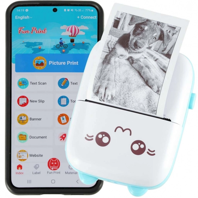 Mobil mini printer til termisk udskrivning Kat Blå