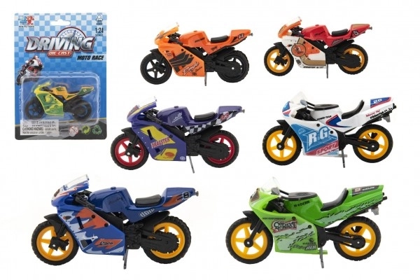 Racer motorcykel metal/plast 8cm fri kørsel mix varianter på kort