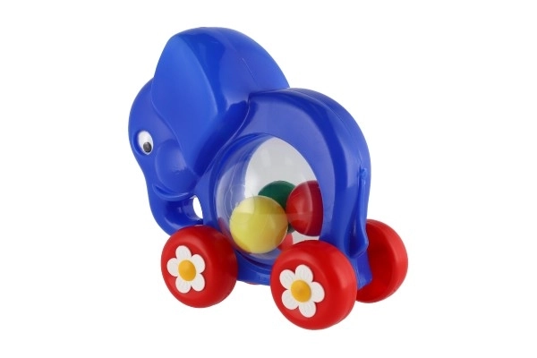 Elefant med bolde, træklegetøj, plastik 20x18x9,5cm i pose 12m+