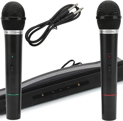 Karaoke-sæt med 2 trådløse mikrofoner og modtagerstation