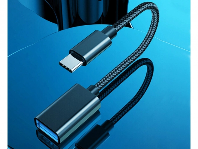 USB-C til USB-A 3.0 OTG adapter med flettet kabel