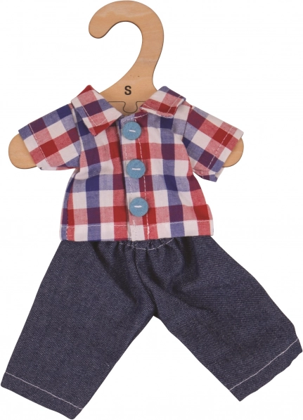Bigjigs Toys ternet skjorte og jeans til dukke