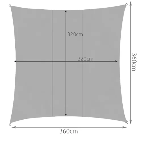 Firkantet solsejl 3,6x3,6m