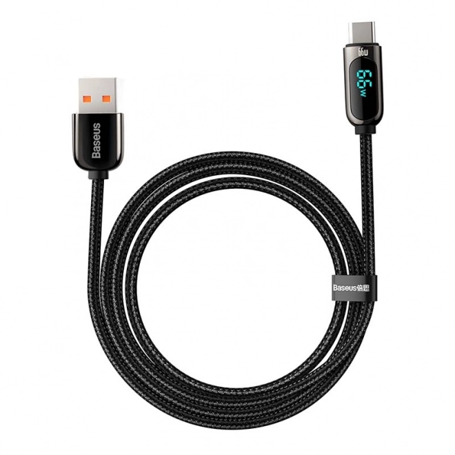 Baseus USB-C-kabel med display 66W, 2 m sort
