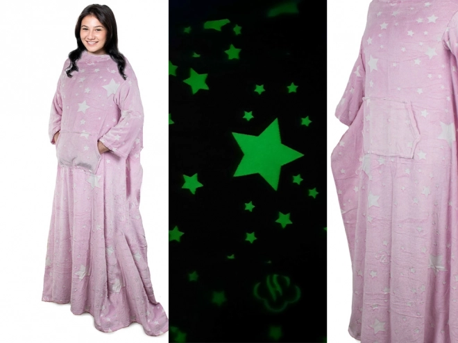 Fleecetæppe med ærmer varm sweatshirt neonfarve – pink