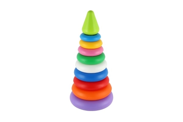 Stabelpyramide med ringe plast 2 farver i net 15x31cm 12m+