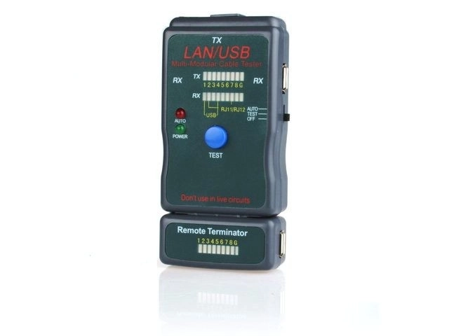 Tester diodekabel RJ11, UTP, STP, USB A/B