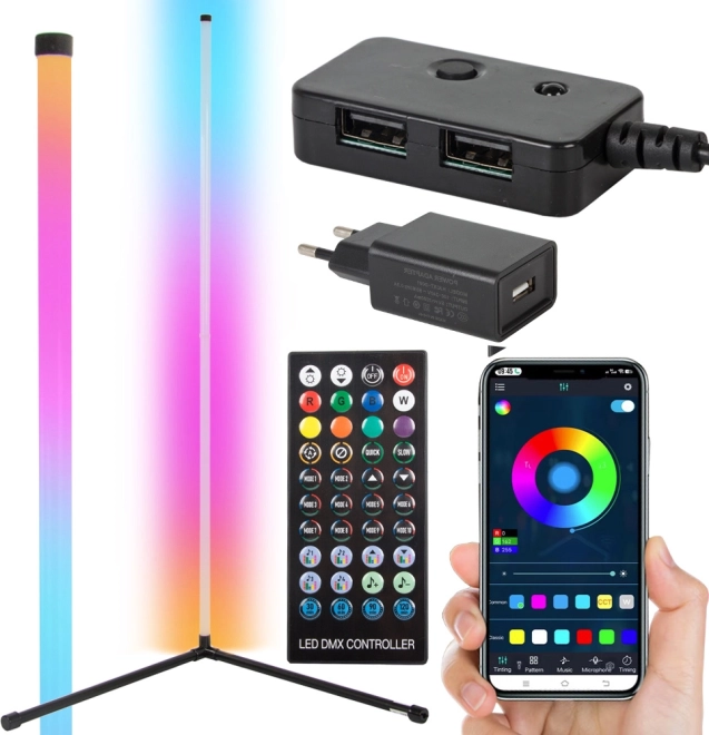 Hjørne RGB LED lampe med fjernbetjening og app