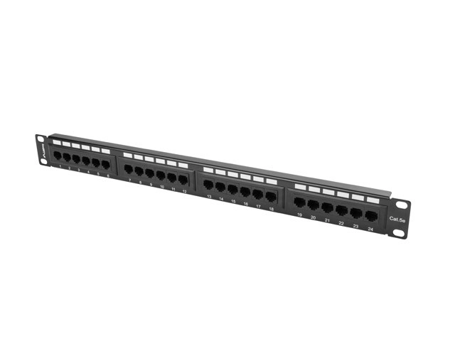 Patchpanel 24 porte 1U Cat 5e sort