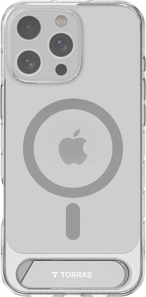 Torras Pstand etui til iPhone 16 Pro – gennemsigtigt magnetisk etui med ståfod