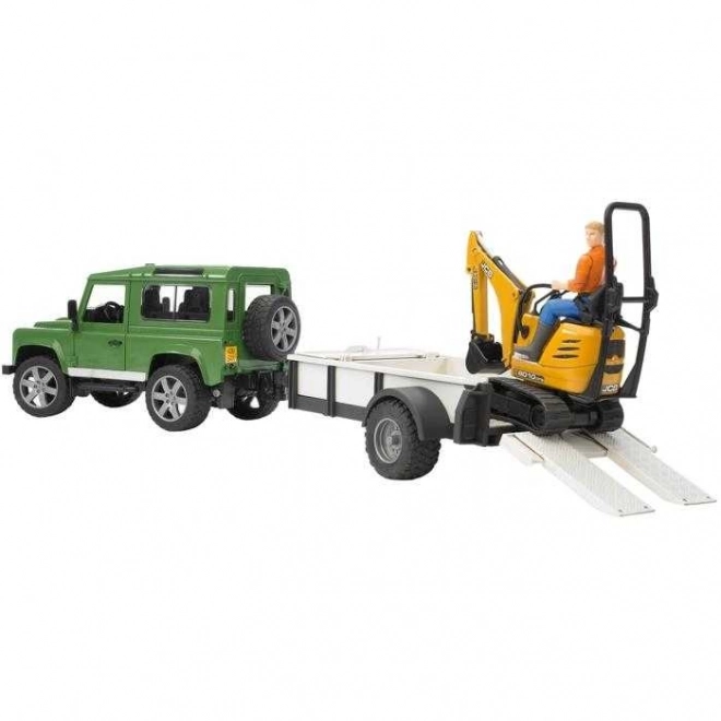 Legetøjssæt Bruder SUV og JCB minigraver med trailer