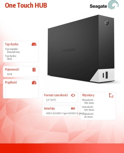 Ekstern harddisk Seagate One Touch Hub 12TB