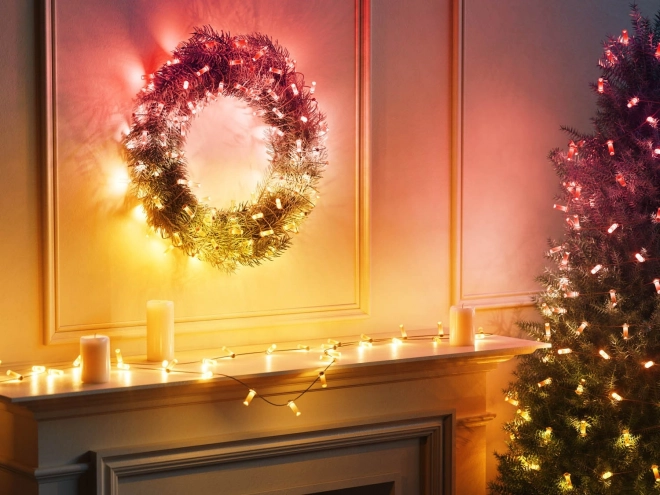 Kæder af smarte dekorative lys USB-C (Candies) 100 LED RGB, stearinlys, grøn ledning, 6 m