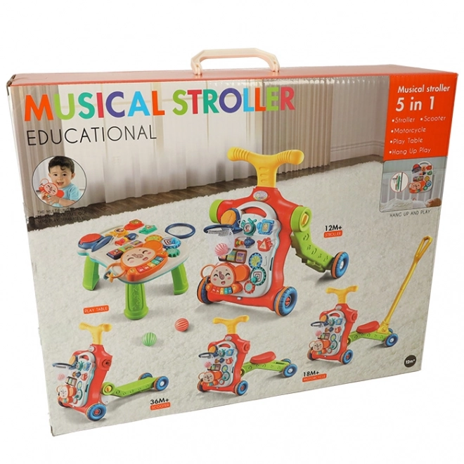Multifunktionelt baby walker og interaktivt bord 5i1