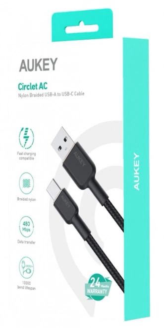 AUKEY nylon USB-C til USB-A kabel 1.8m