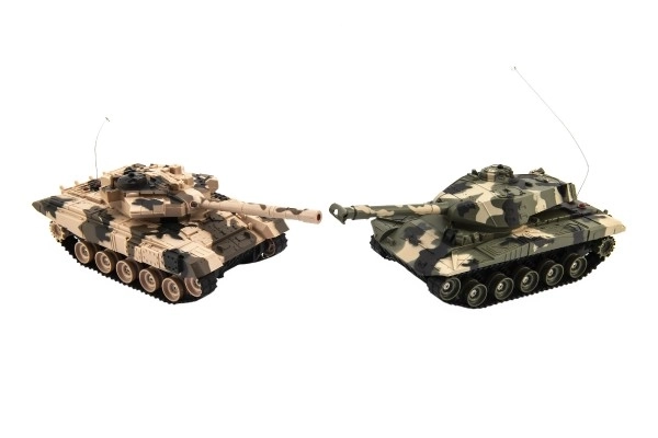 Tank RC 2stk 25cm tankkamp+opl. pakke 27MHZ og 40MHz camouflage med lyd og lys i æske 50x20x23cm