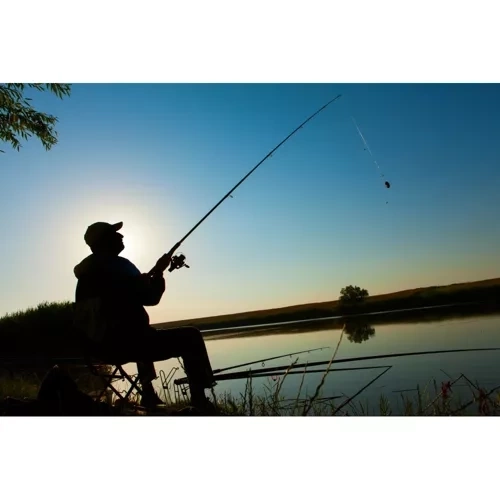 Fiskeri / camping sammenklappelig stol / lænestol - sort
