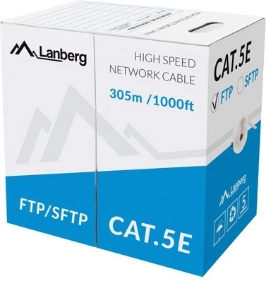 Netværkskabel FTP Cat.5e CU 305 m, massiv leder, grå