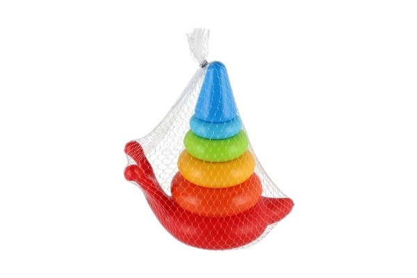 Byggelegetøj pyramide ringe snegl plast 6stk i net 18x20x12cm 12m+