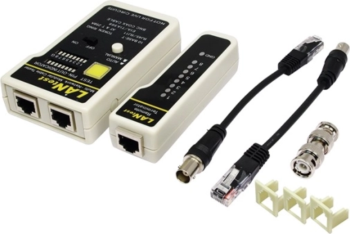 Kabeltester RJ11, RJ12, RJ45 og BNC med fjernenhed