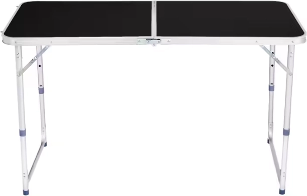 Sammenklappeligt campingbord med justerbar højde 120x60 cm sort