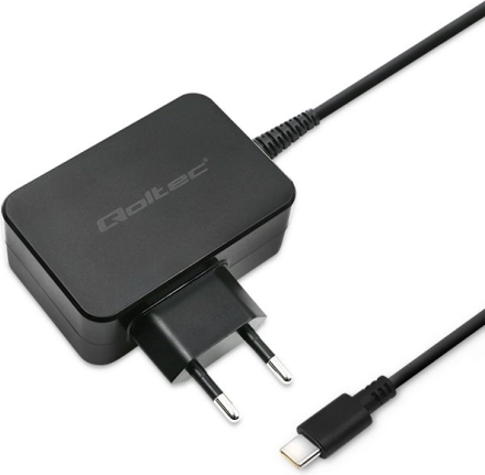 QOLTEC netoplader usb‑c 65 W med Power Delivery og Quick Charge, sort
