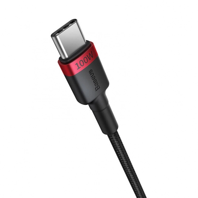 Baseus Cafule USB-C til USB-C 100W kabel, 2m, 2 stk (rød-sort, grå-sort).