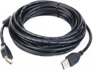 USB 2.0 forlængerkabel AM–AF 1,8 m med ferritfilter, sort