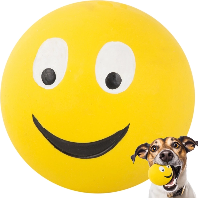 Pivende gummibold til hunde med emoji 6,5 cm