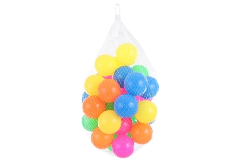 Farverige plastbolde 6 cm, 30 stk i net