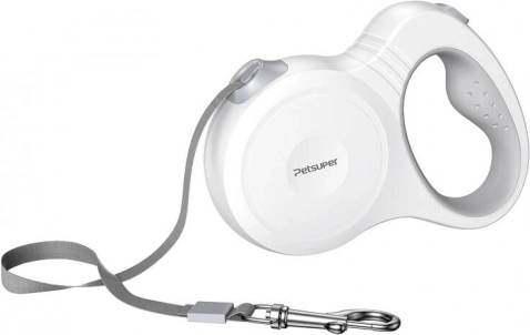 Automatisk selvoprullende hundesnor Petsuper 5 m hvid