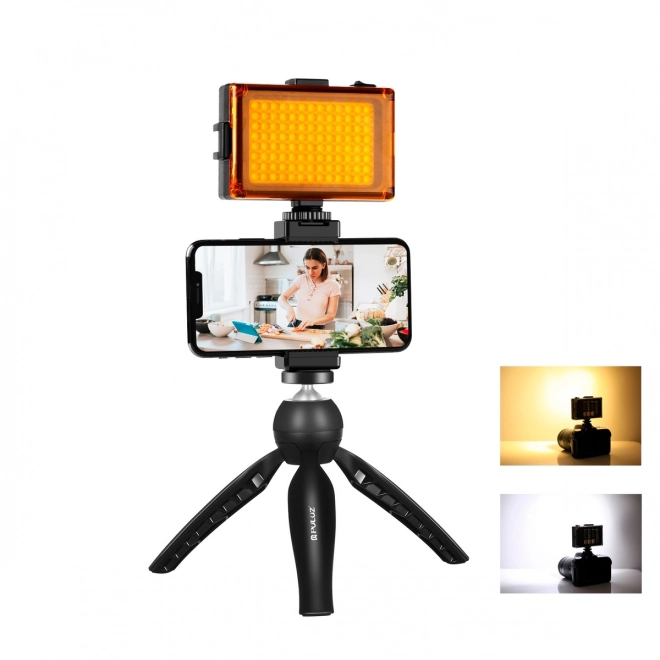 Sæt til live streaming Puluz med stativholder og LED-lampe