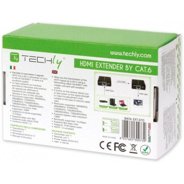 HDMI Extender til overførsel via Cat.6/6a/7 kabel, op til 60m, FullHD 3D, sort
